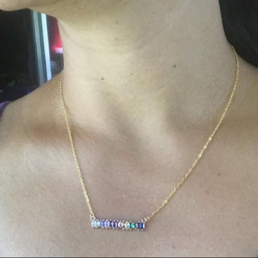 Rainbow 🌈 bar necklace baguette - Picture 3 of 5